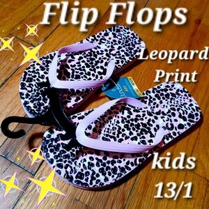 Leopard Print Kids Flip Flops